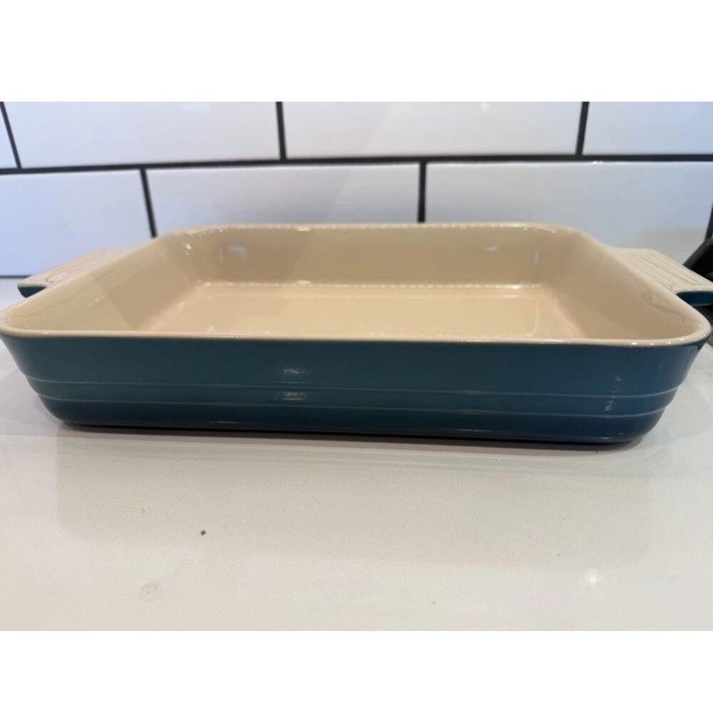 Le Creuset 32cm Caribbean Teal Blue Ombré Deep Rectangular Dish Baker-New